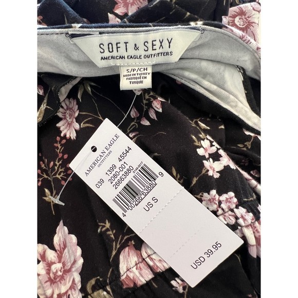 American Eagle Soft & Sexy Romper Floral Ruffle Sleeveless Size Small NWT‎ - Picture 7 of 8